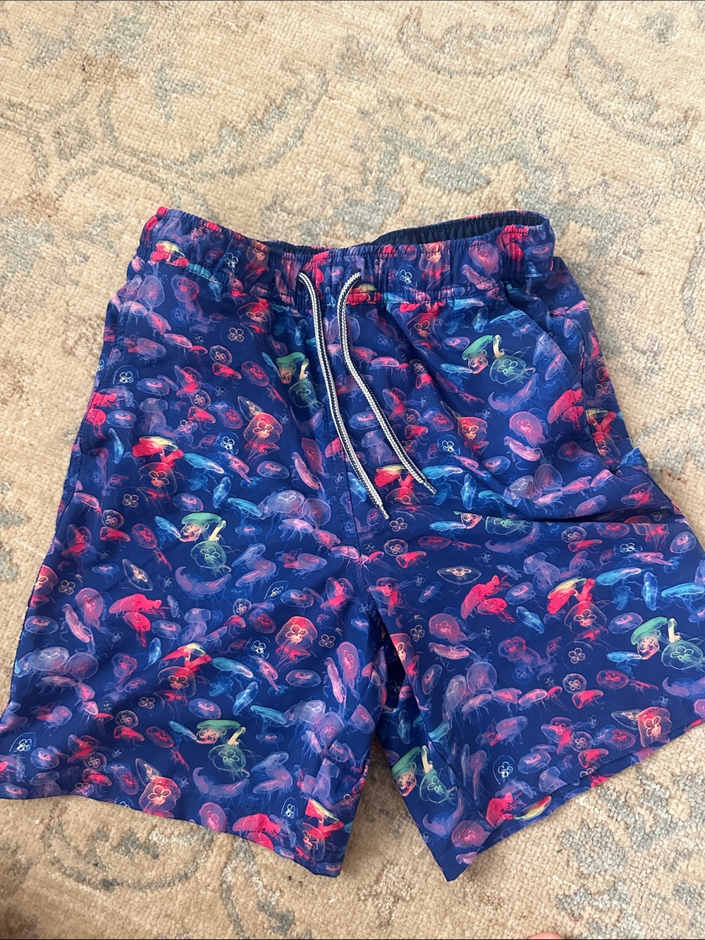 Peter Millar Navy Jellyfish Swim Trunks with Multicolor Accents